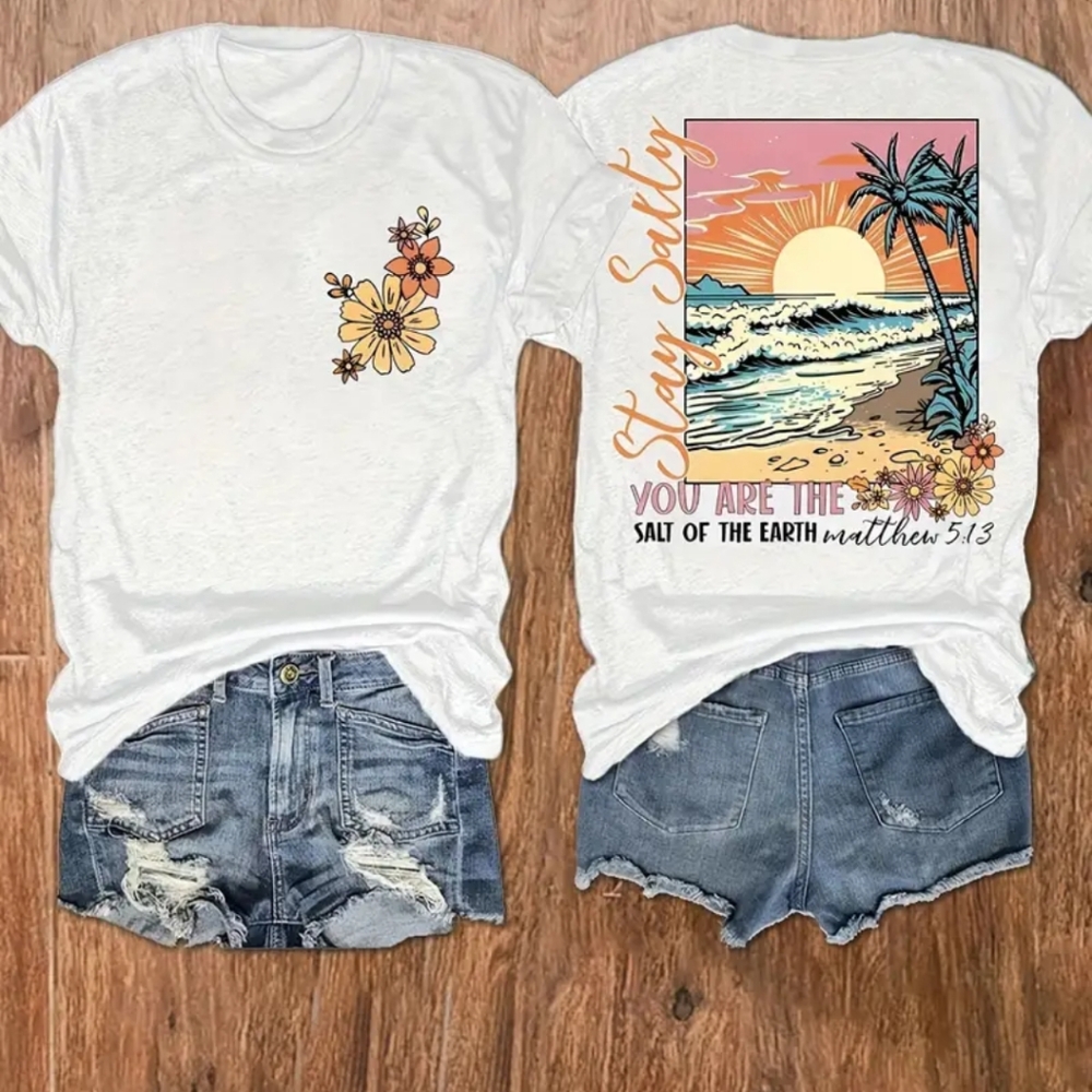 Stay Salty Scripture Shirt Brand New